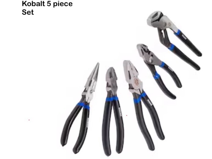 Kobalt 5 Piece Plier Set Assorted 6273704 Chrome Nickel New FREE USPS Shipping ! gallery