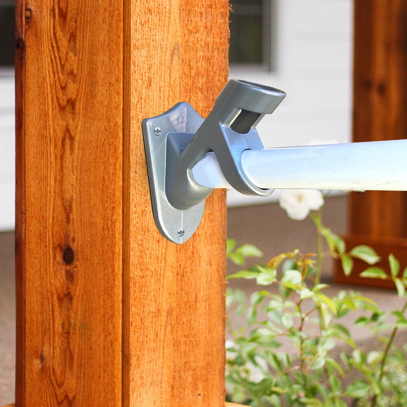 Silver Flagpole Bracket 2 Position Aluminum Wall Mount fits 1" Pole with screws gallery