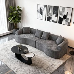 Curved Boneless Sofa,Compression Modular 106” Sectional,Grey High-Density Gray