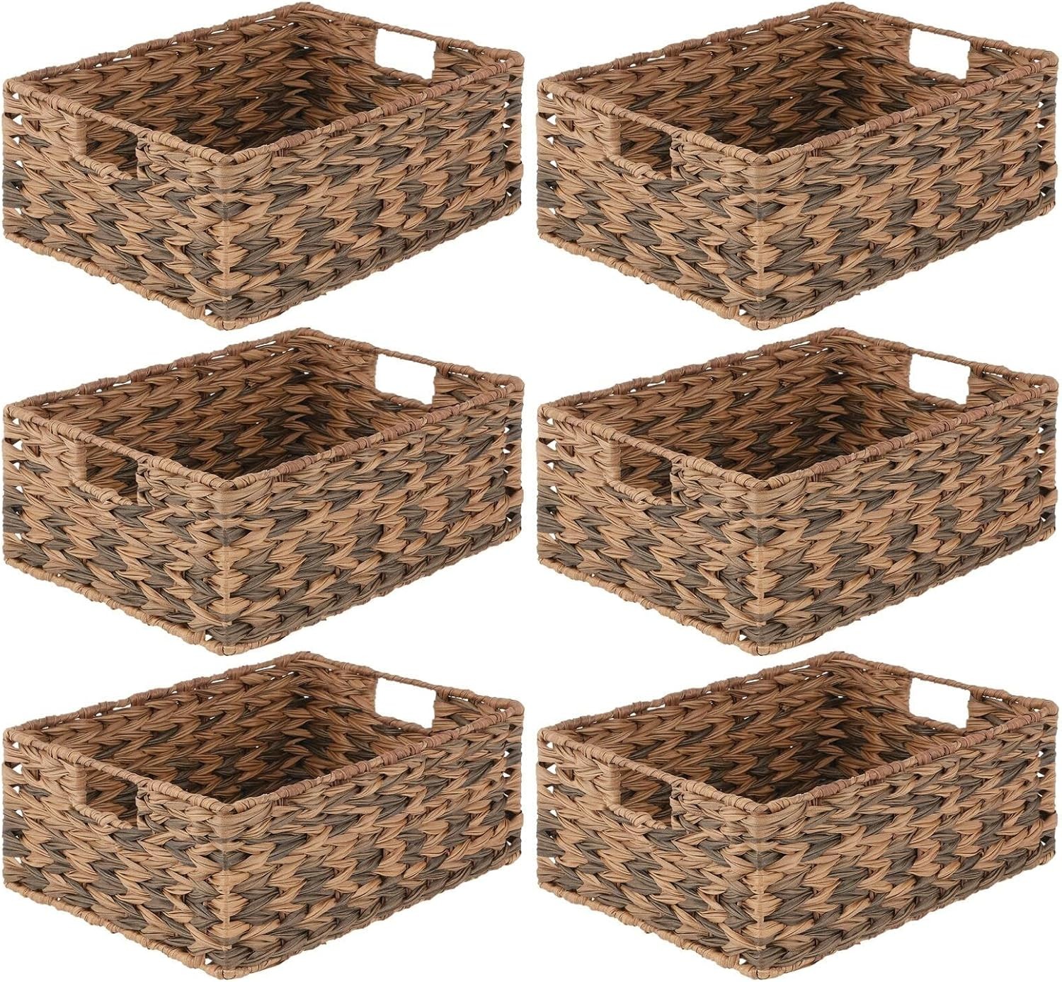 mDesign Woven Farmhouse Kitchen Pantry Food Storage Organizer Basket Bin Box gallery