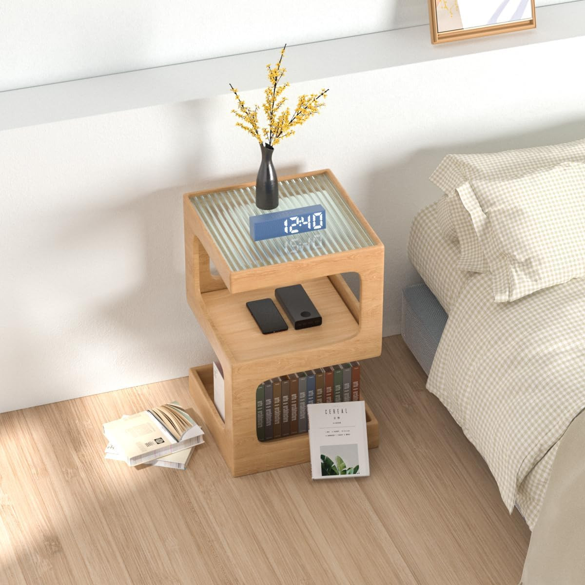 Modern Solid Wood Side Table - No Assembly Required, Log Color Accent Table gallery