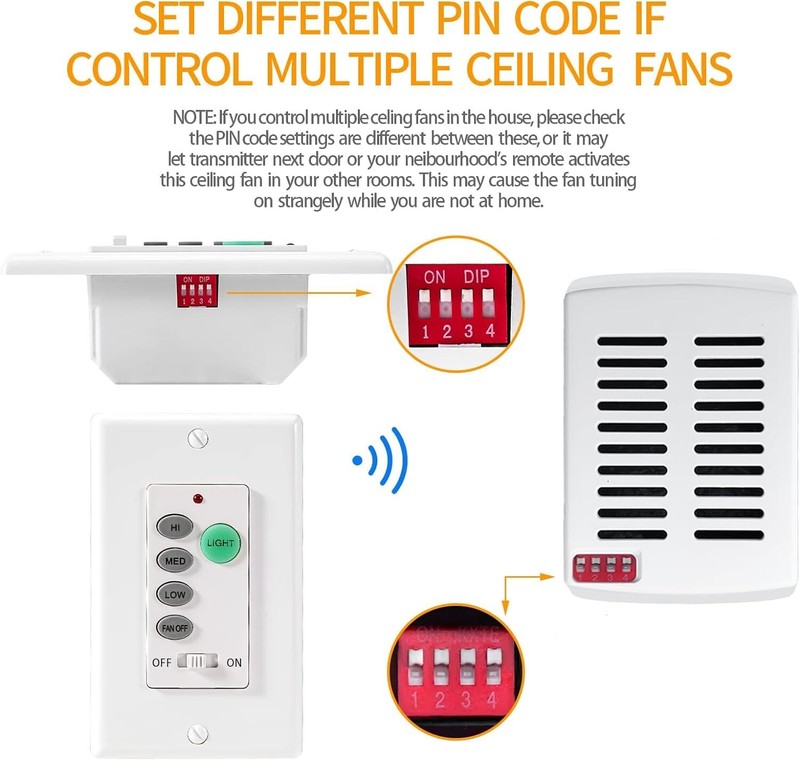 Ceiling Fan Wall Remote Control Kit for Hampton Bay Harbor Breeze Hunter UC9050T gallery