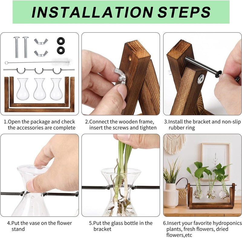 Plants Propagation Stations Hydroponic Plant Transparent 3 Bulb Vase Home Decor gallery