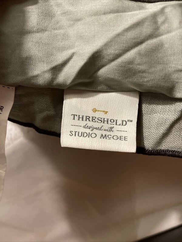 Studio McGee King size Cotton COMFORTER in Light Teal Green. Double Flange. New! gallery