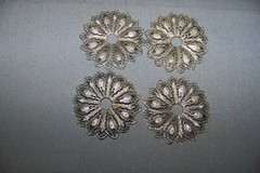 Four, LIGHTWEIGHT, Chrome Plate Over STAMP BRASS, Furniture Rosettes-SEE INFO