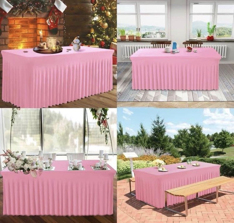 Pink Spandex Rectangular Tablecloth 72" x 30" Solid Smooth Modern gallery