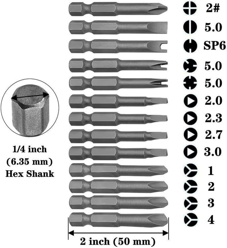13pc Security Screwdriver Bit Set 1/4" Hex Shank Y-Type Spanner Triangle 50mm gallery