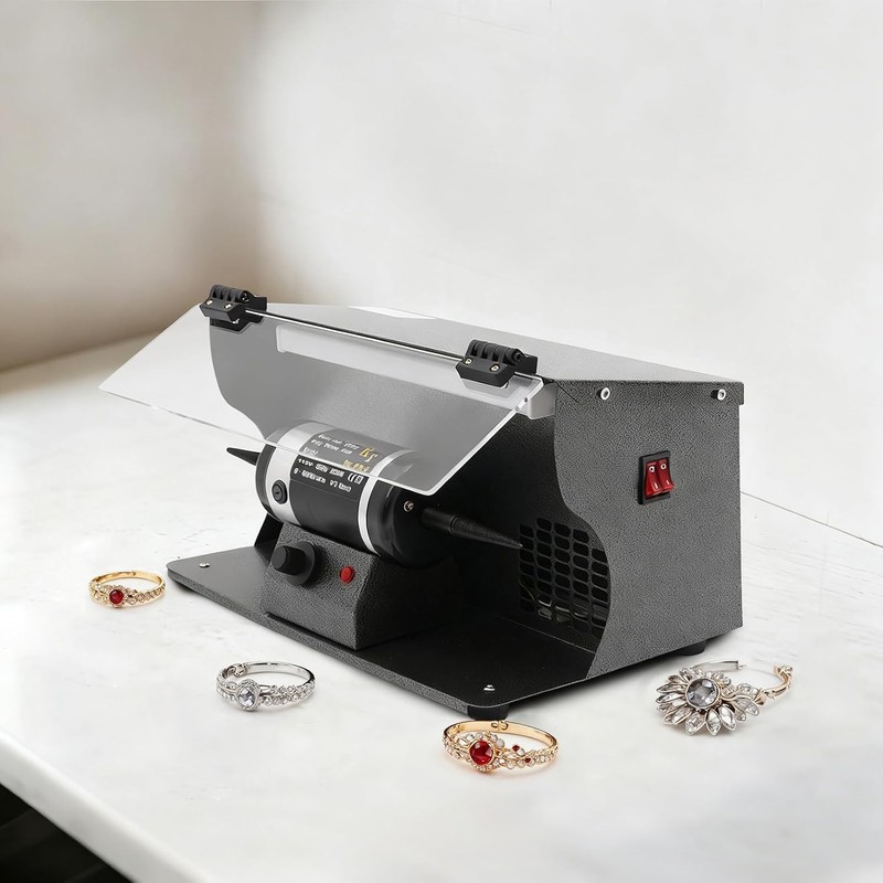 200W Bench Polisher with Dust Collector, Adjustable 0-8000 RPM gallery
