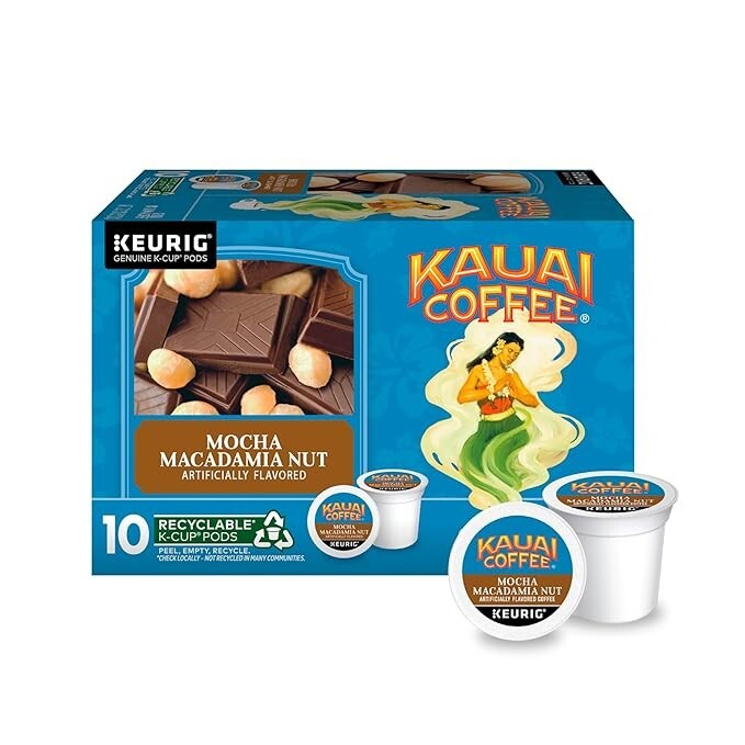 Kauai Coffee MOCHA MACADAMIA NUT Hawaiian 10 Count K-Cup Pods Keurig *BB 1/2026* gallery