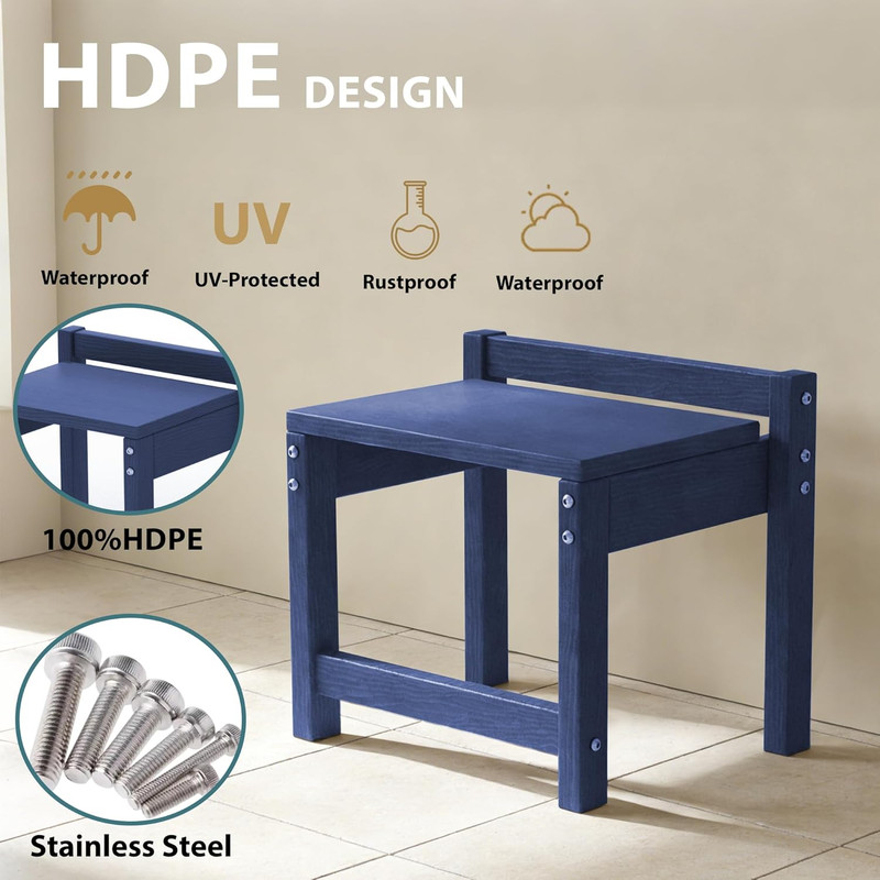 Stackable HDPE Foot Stool - All-Weather Indoor/Outdoor Seating for Patio, Living gallery