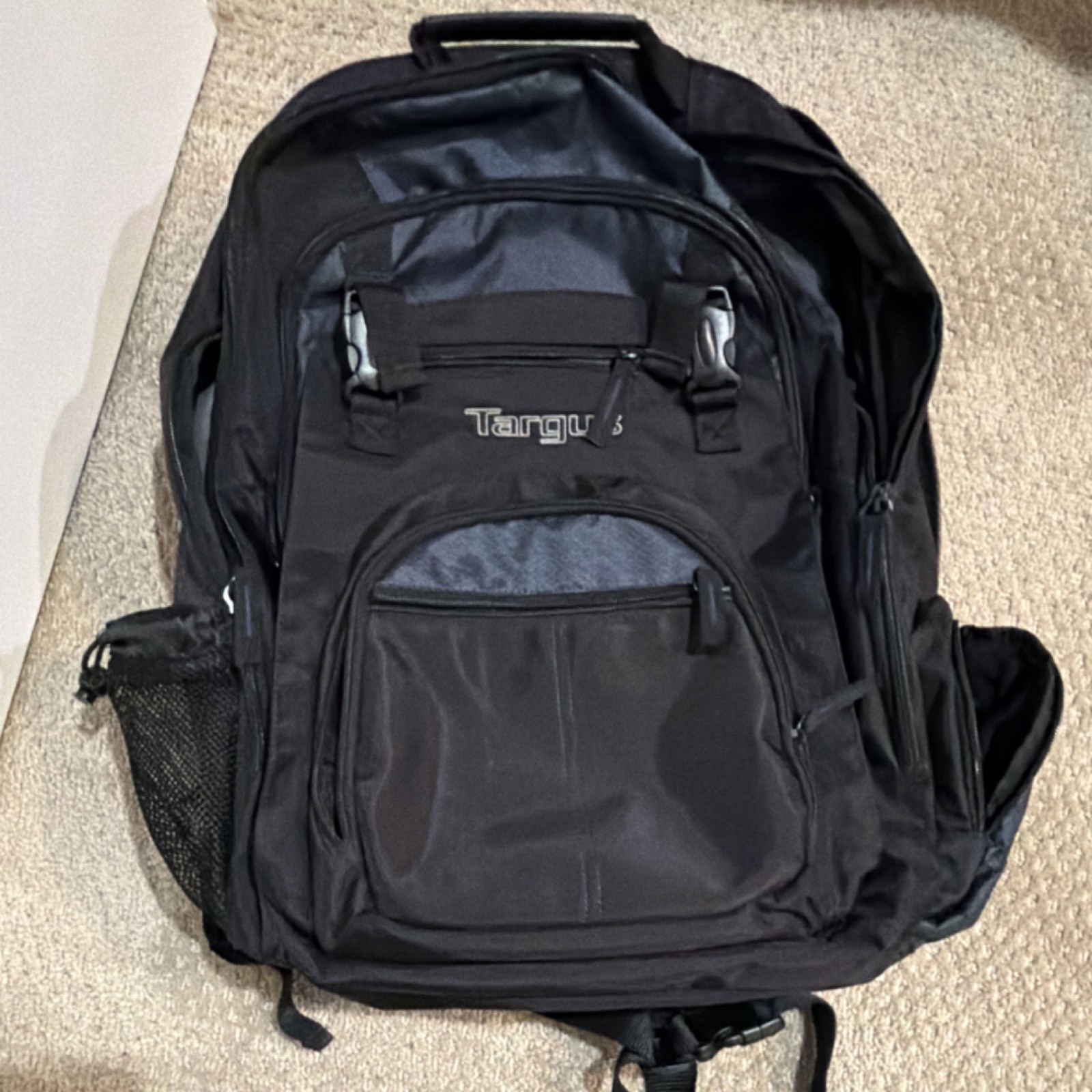 Targus Black work Backpack Polyester Zip Buckle External Pockets Padded Straps