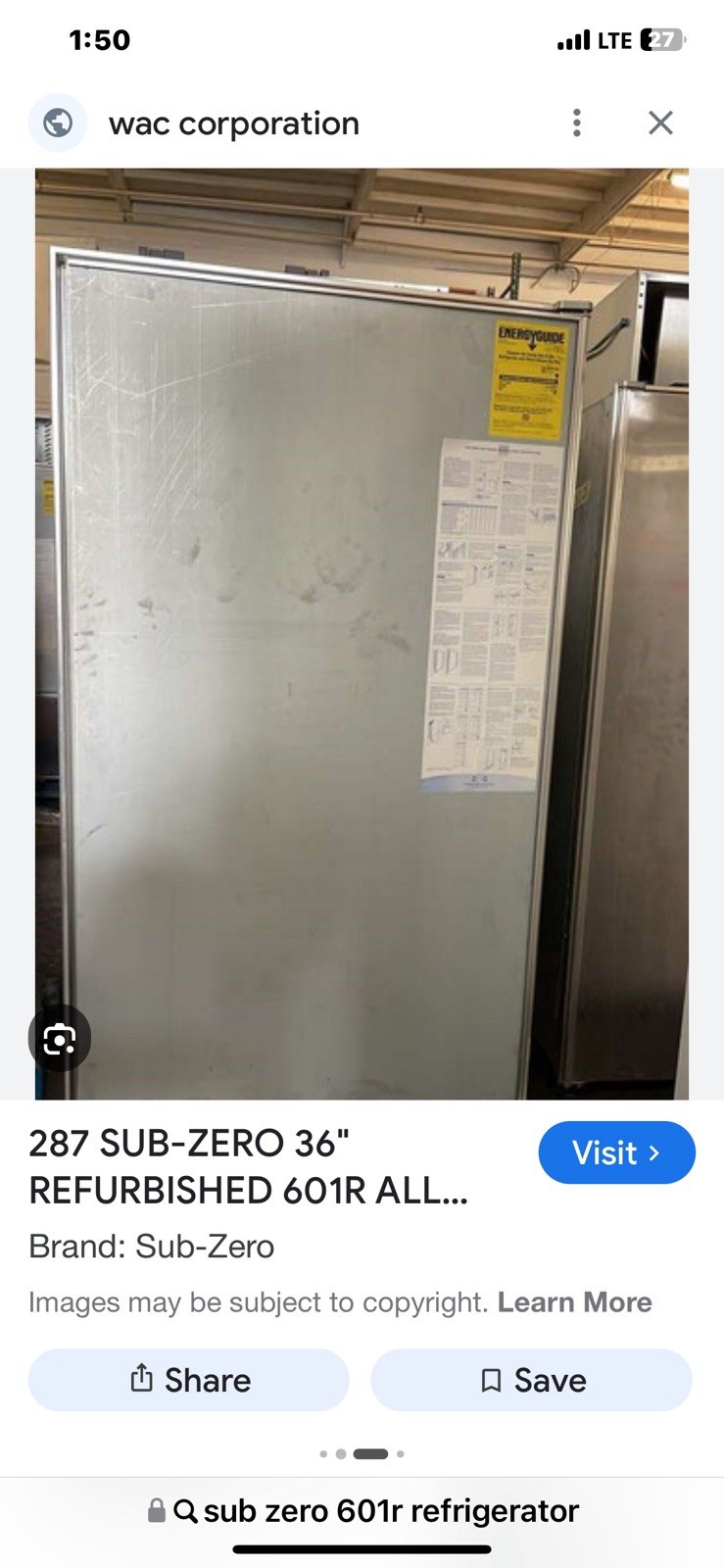 Sub-Zero 601R. Wood Panel Ready. Right Hand Hinge. Used. See Pics gallery