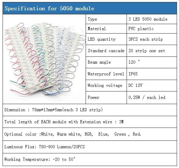 20-2000pcs Green 5050 SMD LED Module Light Waterproof Storefront Sign Lamp DC12V gallery