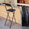 Black Foldable Bar Chair with Backrest 125kg-Load Foldable Stool 110cm Modern gallery