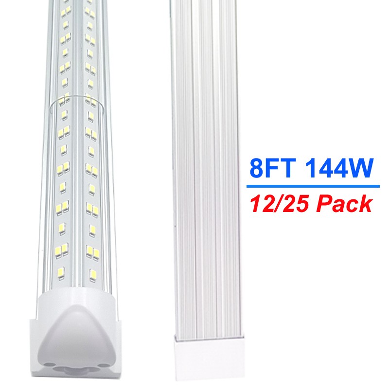 12/25 Pack LED Tube Light Integrated 8Ft 144W 18000lm Shop Lights Fixture 6500K gallery