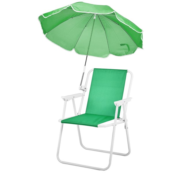 Portable Folding Beach Chair With Umbrella Heavy Camping Chair 265lbs Capacity gallery