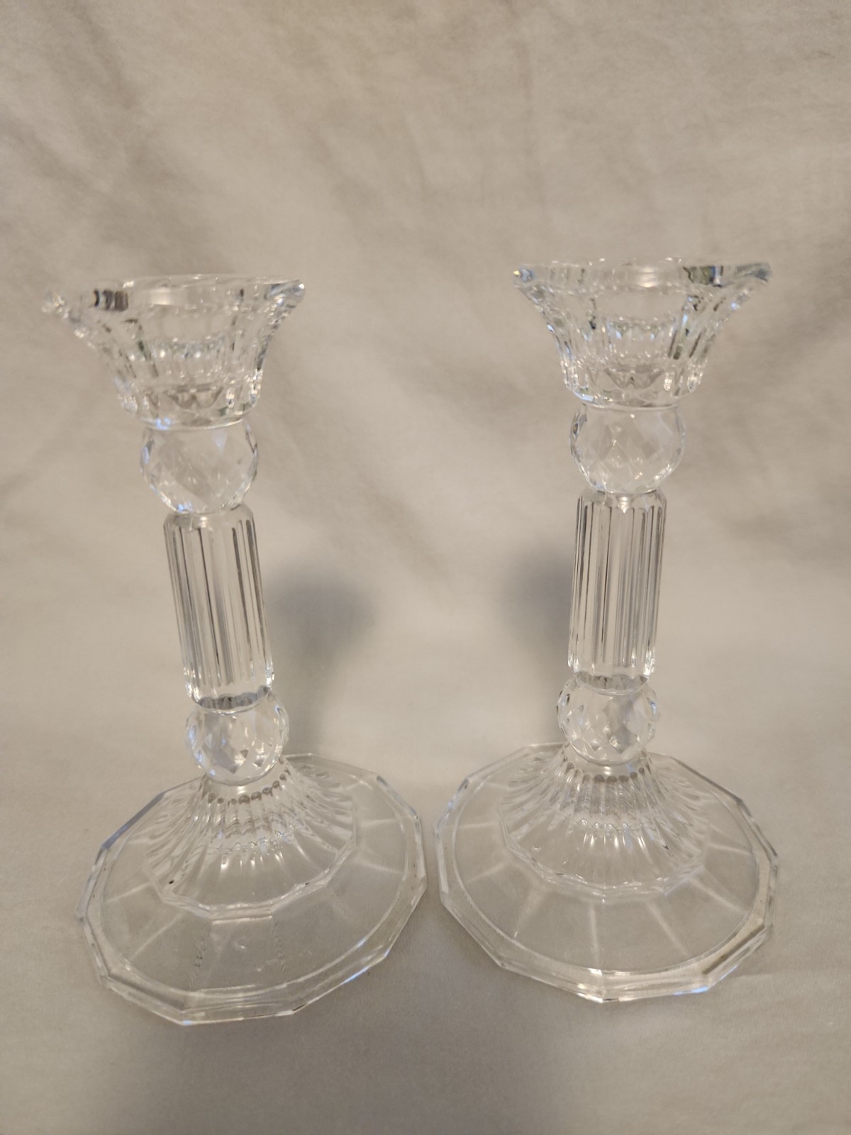 Two (2) Fifth Ave 24% Crystal Taper Candle Holders 5 1/4 inches Vintage gallery