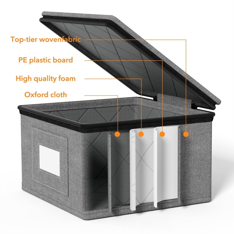 Stackable Hard Shell Storage Containers 6 Pack - Quilted Cases for Dishes, Mugs, gallery