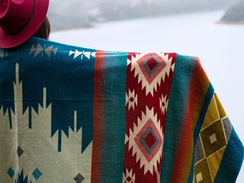Extra Large - REVERSIBLE ALPACA Wool Blanket Andean Pattern 75x90 in gallery