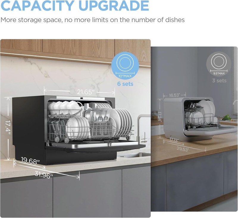 COMFEE’ Countertop Dishwasher, Energy Star Portable Dishwasher, 6 Place Settings gallery