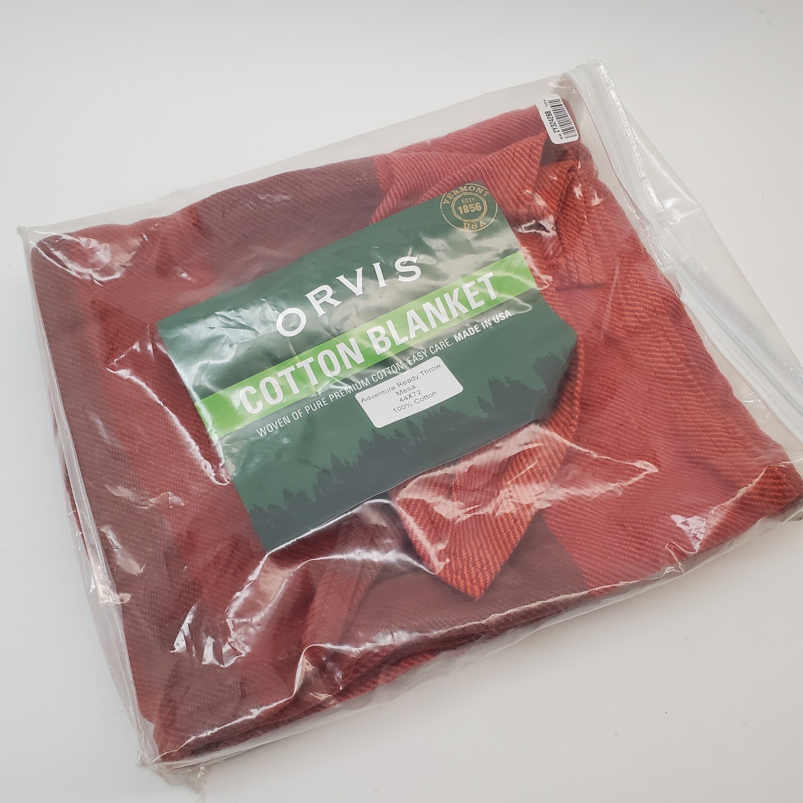 NOS ORVIS Adventure Ready Throw Blanket Mesa 44" x 72" 100% Cotton Made in USA gallery