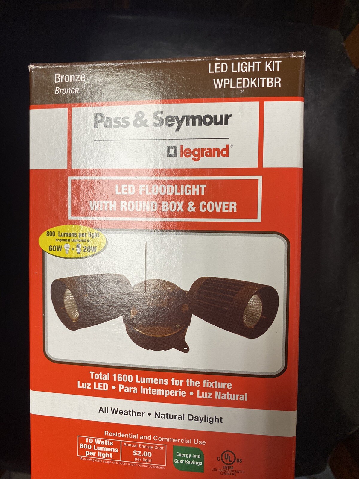 3- PACK LED Flood Light Kit Bronze Complete Unit Weather Proof Box Included gallery