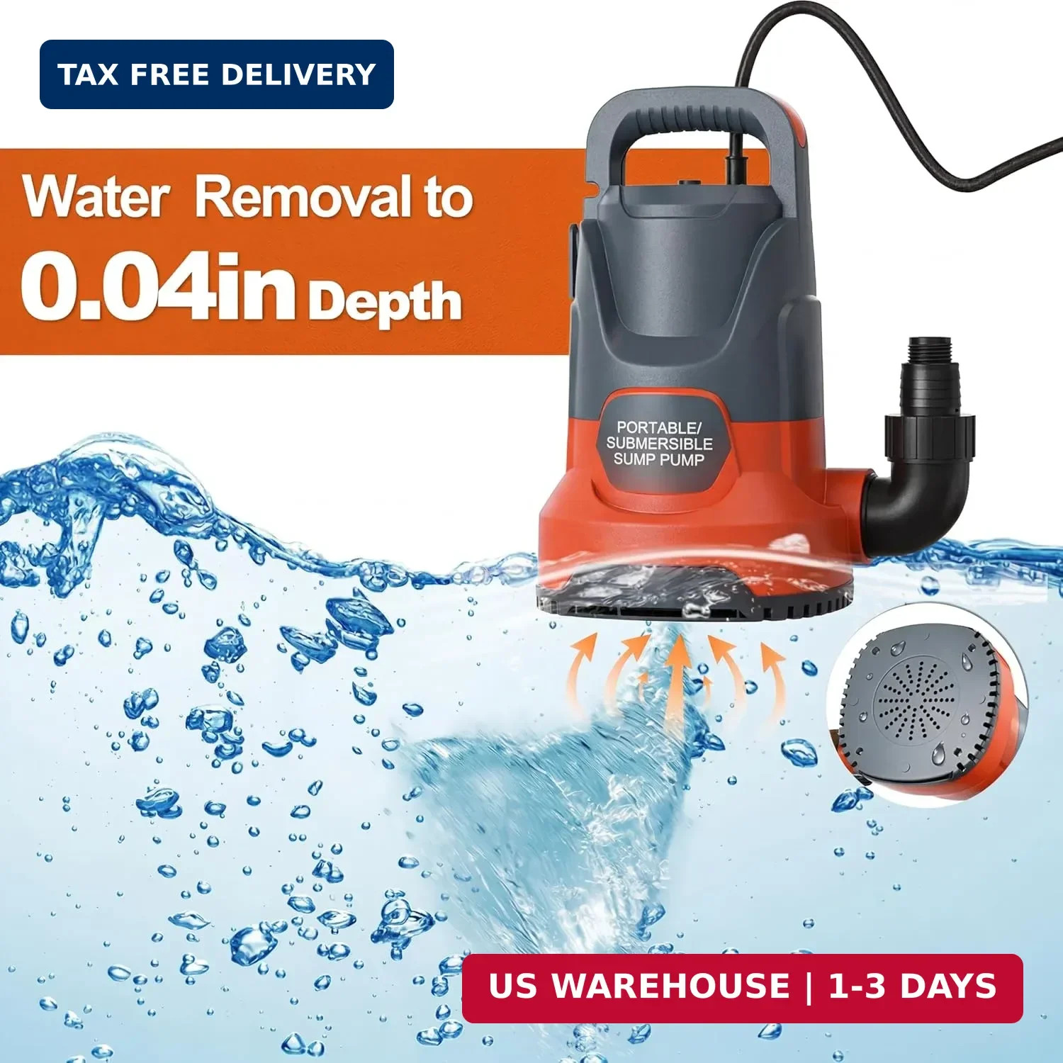 Sump Pump Submersible 1HP 3700GPH Utility Water Pump Portable Transfer Electric gallery