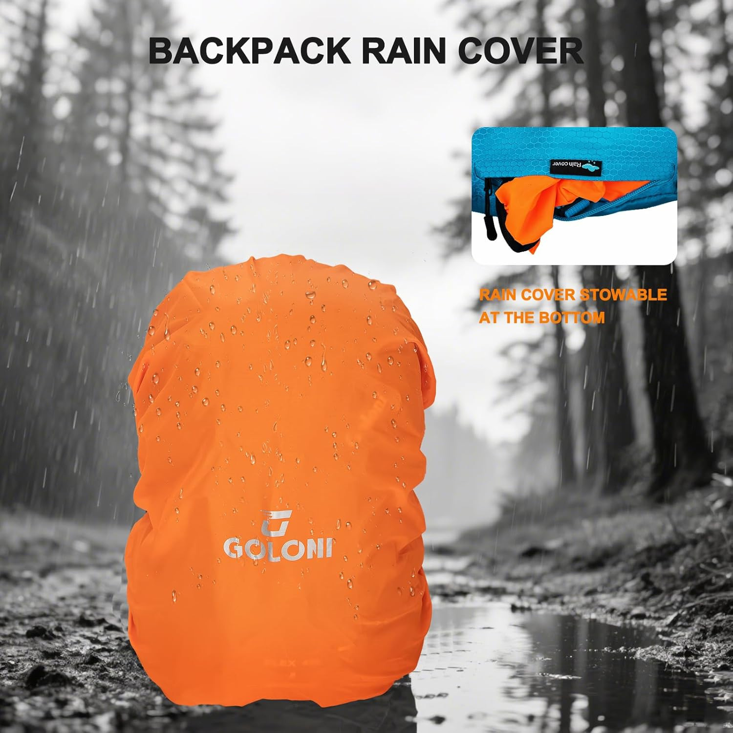 45L Hiking Backpack Lightweight Foldable, Waterproof Camping Backpack with Rain 3