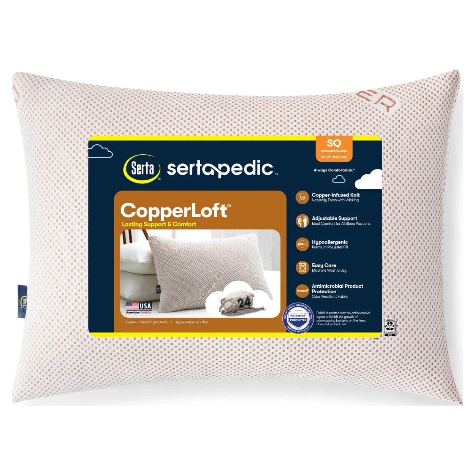 2-PACK Sertapedic Copperloft Bed Pillows, Firm Support , Standard/Queen gallery