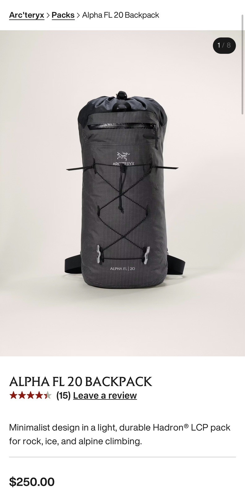 Arcteryx Alpha Fl 20 Backpack Climbing Hiking  2