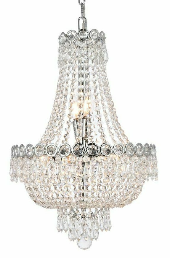 Dining Room Chandelier Crystal Chrome Ceiling French Empire Light Fixture