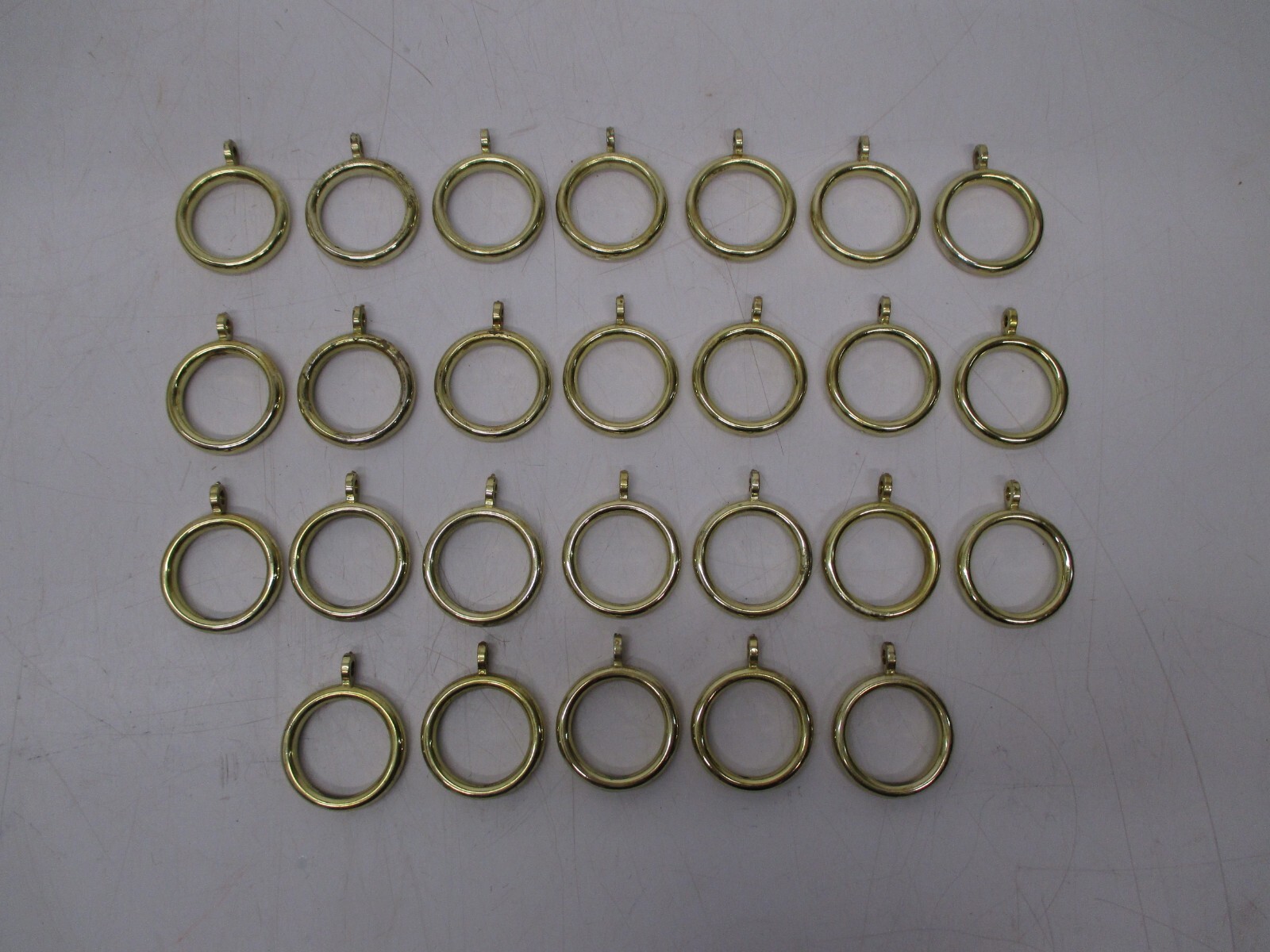 Lot 26 Vtg Brass Tone Plastic Circle Round Curtain Drapery Rings Hooks 1.75" gallery