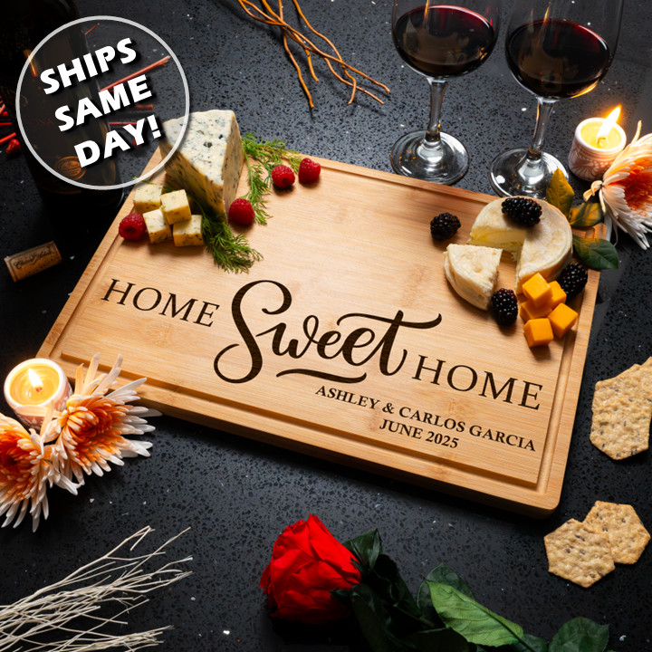 Custom Personalized Engraved Bamboo Cutting Charcuterie Board Home Housewarming gallery