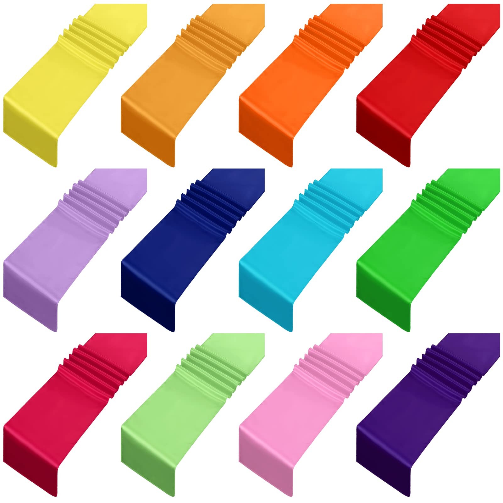 Satin Colorful Table Runners 12x108 Inch Silk Party Chair Sashes 24 Pcs gallery