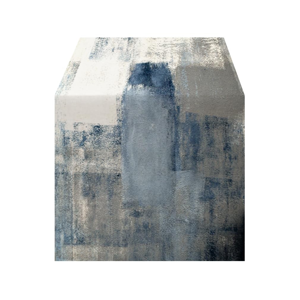 Blue and White Abstract Modern Table Runner, Art Rustic Kitchen Dining Table ... gallery