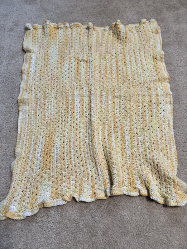 Rectangle Afghan Sunshine Yellow Orange White Crochet Blanket Throw 44”x35” gallery