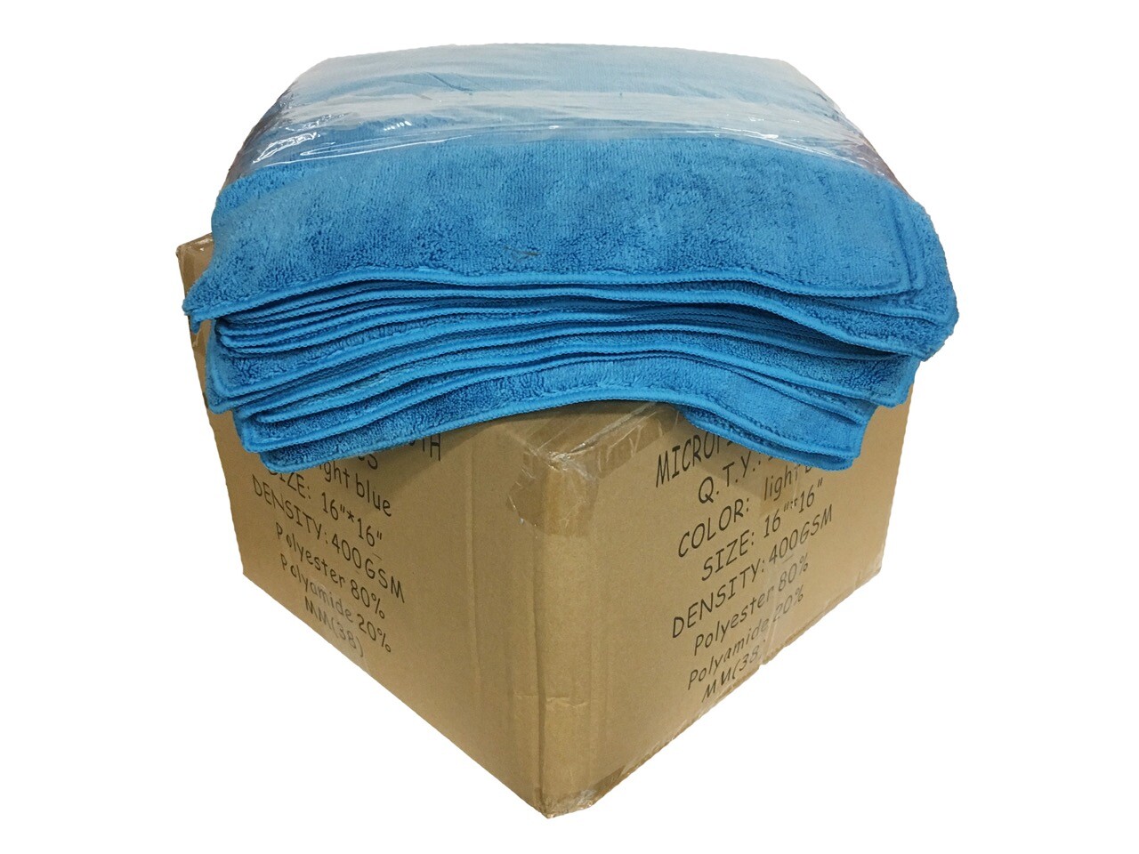 120 Case Microfiber 16"x16" Cleaning/Detailing Cloths EXTRA PLUSH 400GSM L. Blue gallery