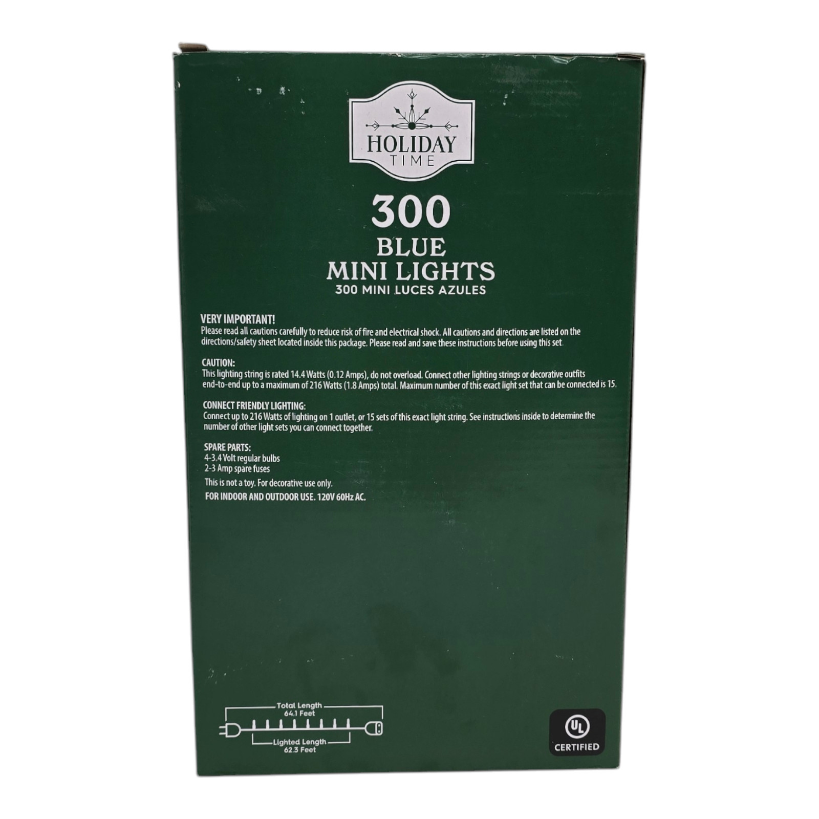 Holiday Time LED 300 Blue Mini String Lights Indoor/Outdoor White Wire NEW gallery