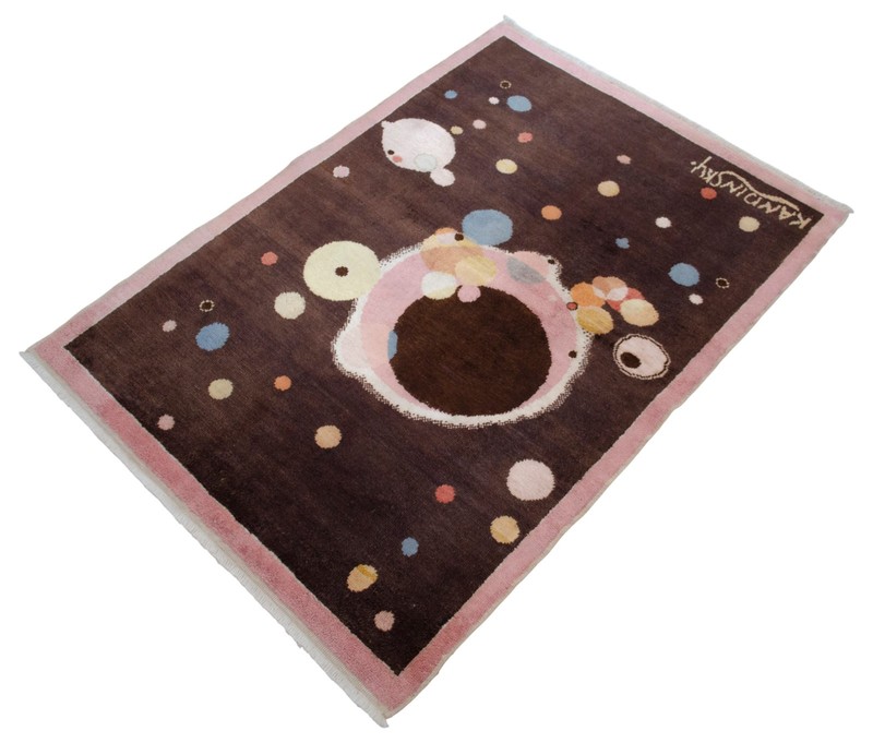 Kandinsky - Several Circles - Inspired Hand Knotted Area Rug Wall Rug 2′7″x3′8″ gallery