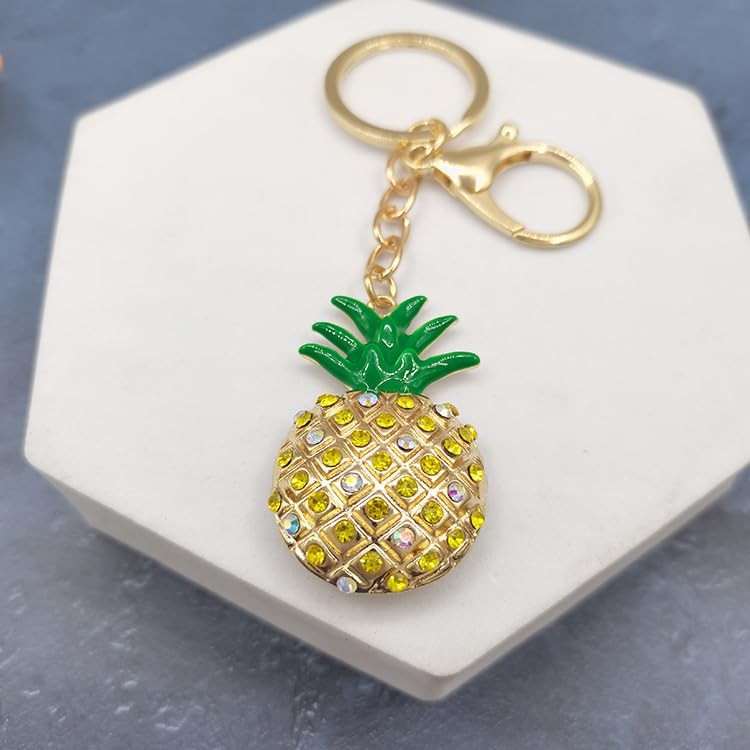 Cute Pineapple Shaped Rhinestone Keychain Car Bag Phone Purse Charm Yellow gallery