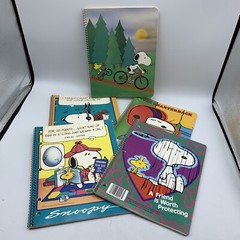 5 Snoopy Peanuts Spiral Bound Notebooks Unused Vtg Rare 80s Butterfly Originals