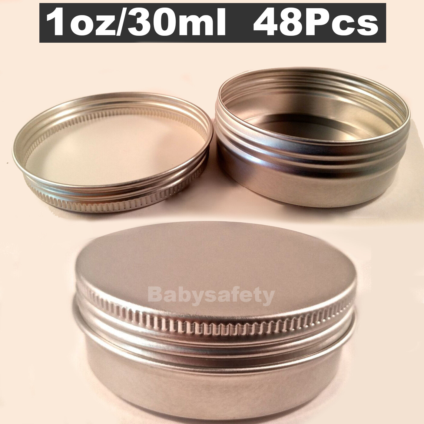 48 Pcs 1oz Screw Round Top Aluminum Metal Tin Storage Jar Container with Lid gallery