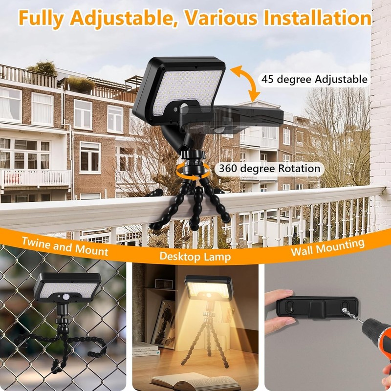 2PACK Motion Sensor Solar Lights Outdoor - 1000LM Clip On Solar Sercurity Lights gallery