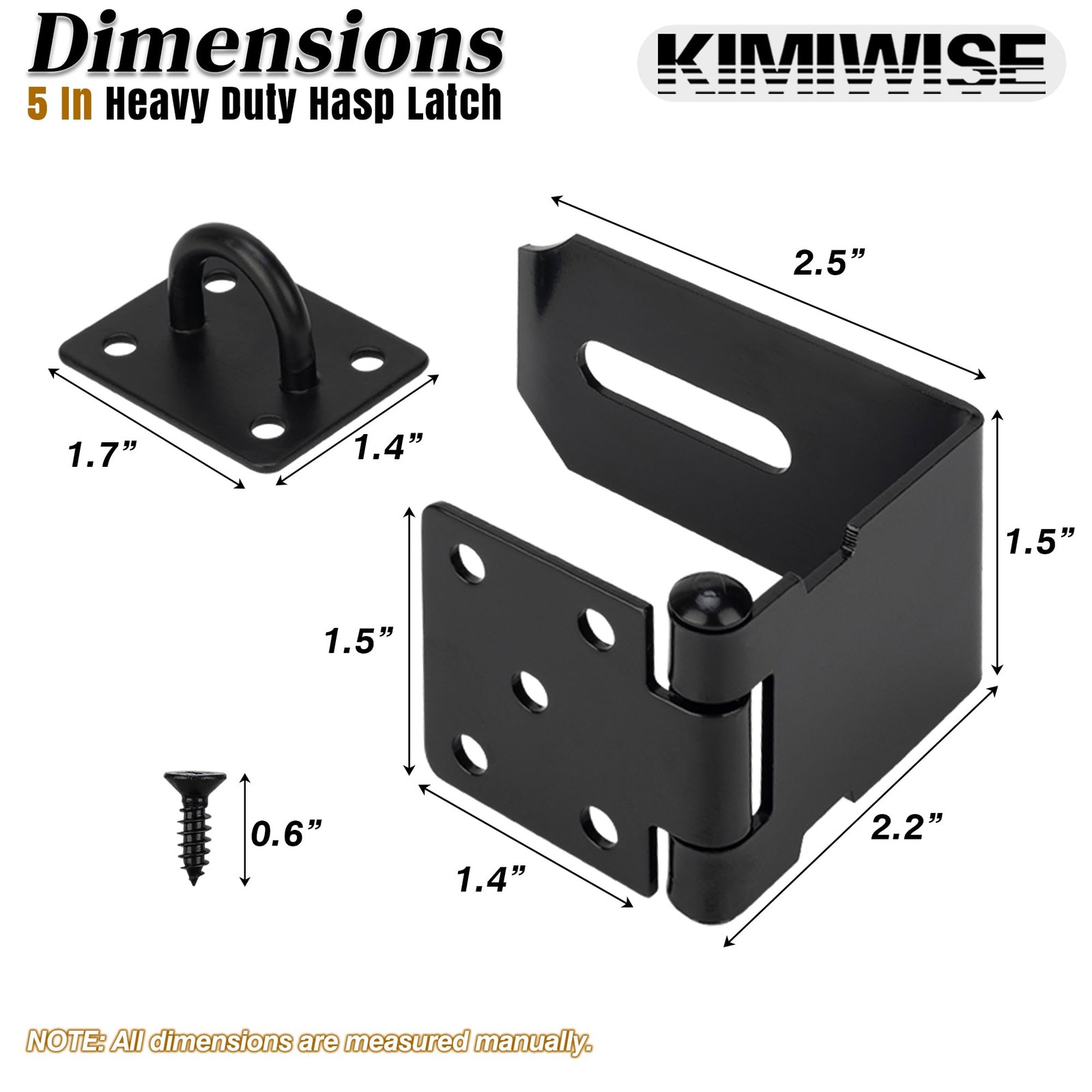 5 Inch Door Hasp Latch, 90° Right Angle Heavy Duty Stainless Steel Padlock Latch gallery