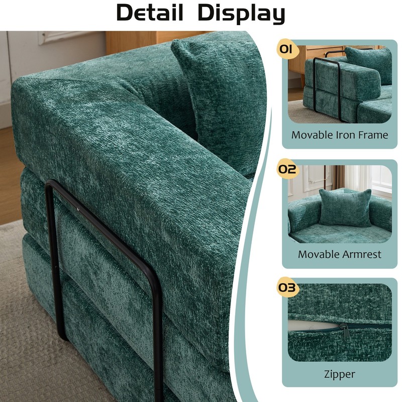 Compression Sofa,Convertible Floor Sofa Bed with Fixed-Shape Frame, Boneless M gallery