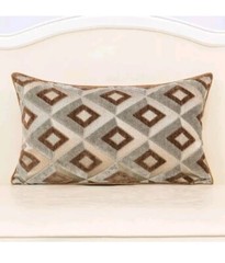 Rectangle Pillow Geometric Plaid Embroidery Cut Velvet Cushion Case Luxury …