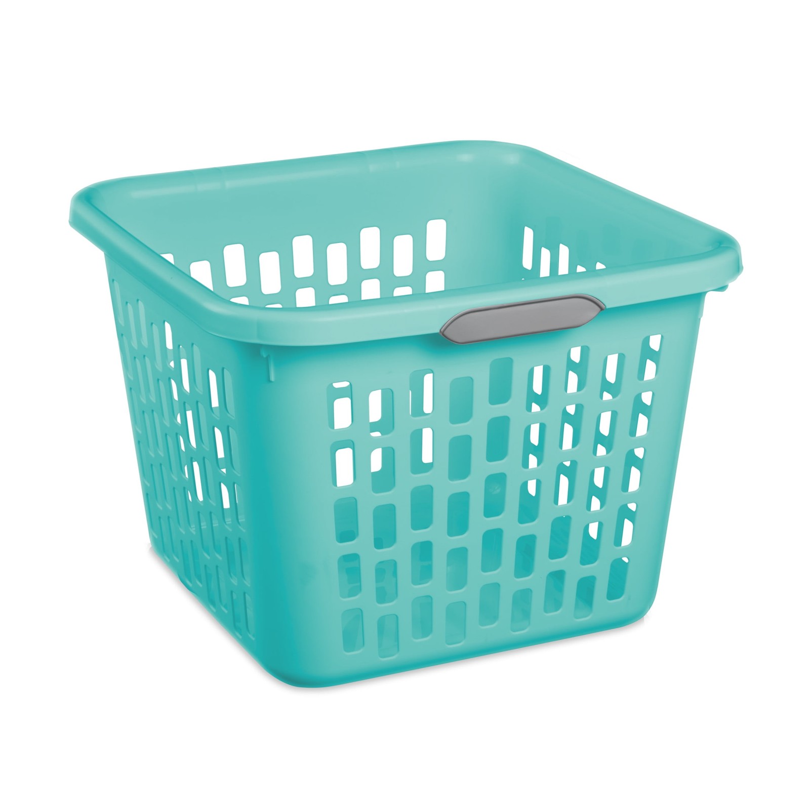 1.5 Bushel Square Plastic Laundry Basket with 2 Comfort Grip Handles,Teal,Adult gallery