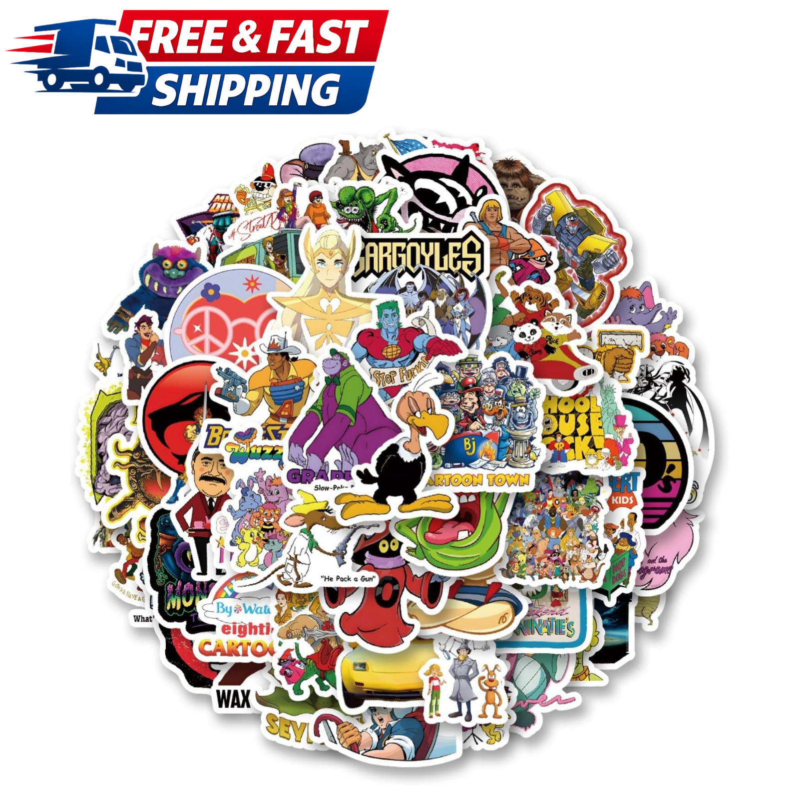 80s Cartoon Stickers Pack - 63 Vinyl Decals for Kids and Teens' Decor gallery