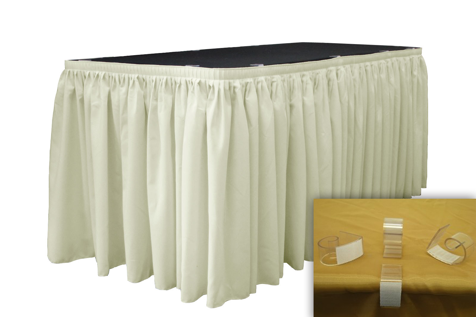 LA Linen Poplin Table Skirt 14 -Ft L by 29"H with 10 L-Clips. Made in USA gallery