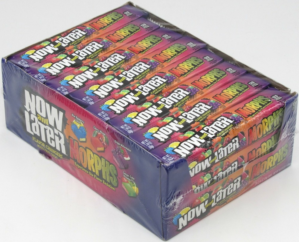 Now and Later Morphs Candy 24 Count Box Fruit Flavor Changers Chews Over 3.5 LBS